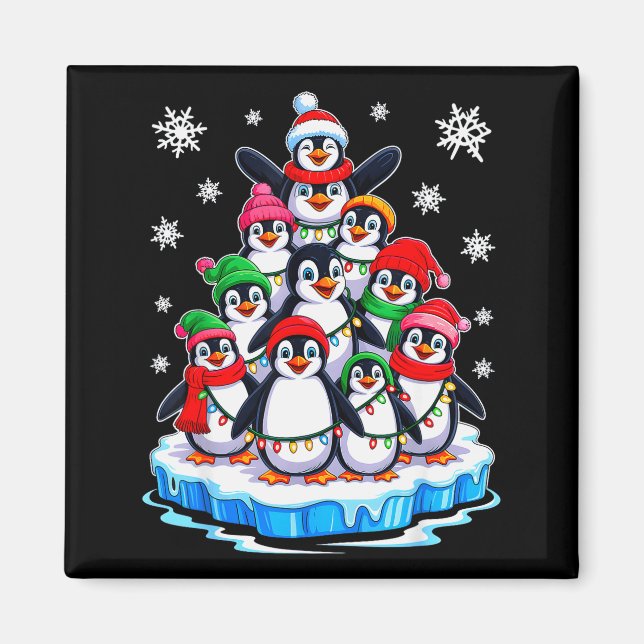 Imã Penguin Christmas Tree Penguin Lover Xmas For Men  (Frente)