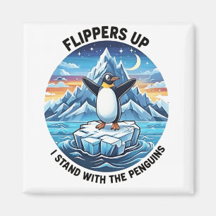 Imã Penguin Engraçado Resiste Protesto Contra Tarrifs
