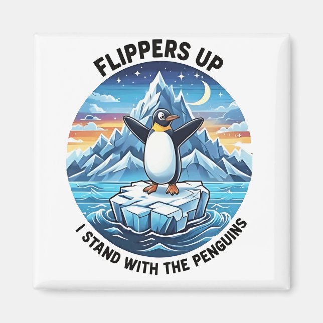 Imã Penguin Engraçado Resiste Protesto Contra Tarrifs (Frente)