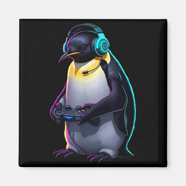 Imã Penguin Gaming Animal Video Games Funny Penguin  (Frente)