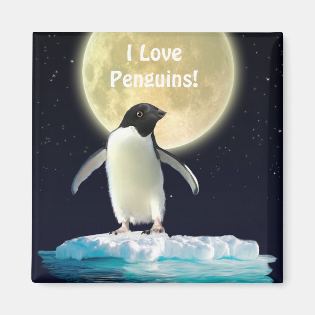 Imã PENGUIN MOON Penguin Lover Art Magnet (Frente)