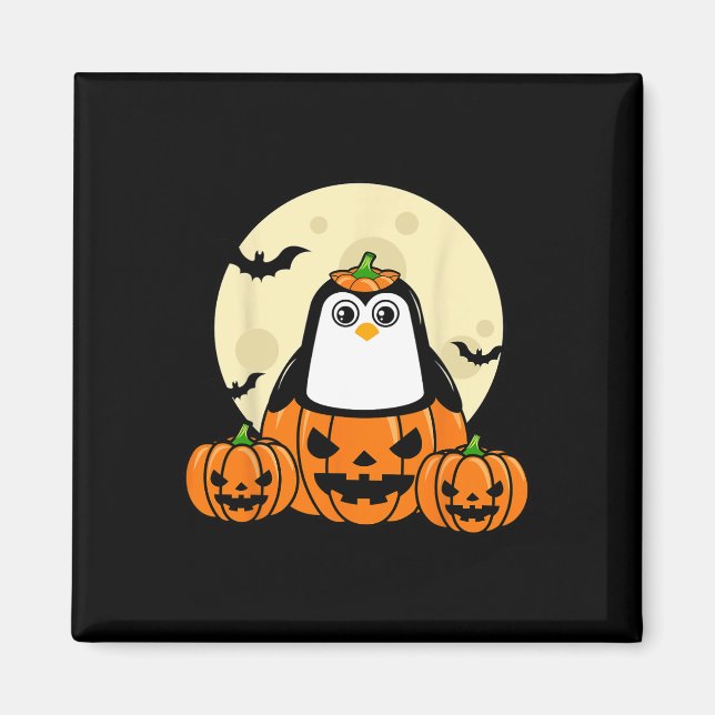 Imã Penguin Pumpkin Moon Bats Costume Fácil Hallow (Frente)