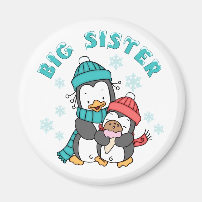 Imã Penguin Winter Big Sister (Frente)