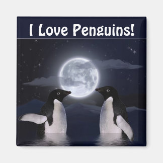 Imã PENGUINS & MOON Wildlife-lover Art Magnet