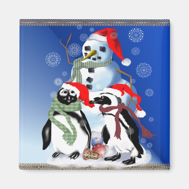 Imã Penquin de Natal e Magnets Snowman (Frente)