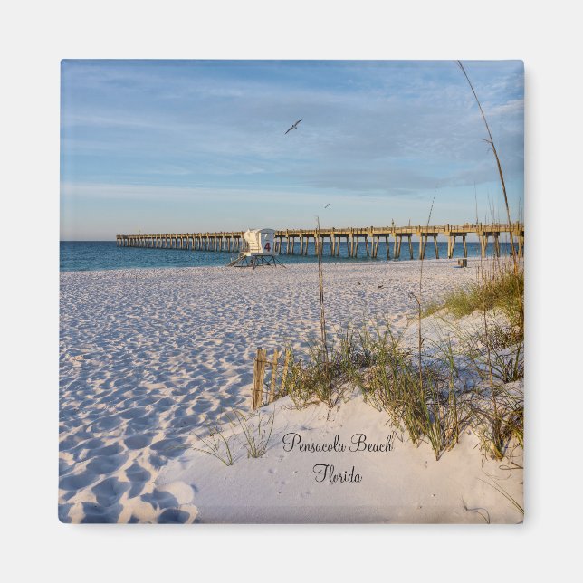 Imã Pensacola Sand Dunes Pier Morning Magnet (Frente)