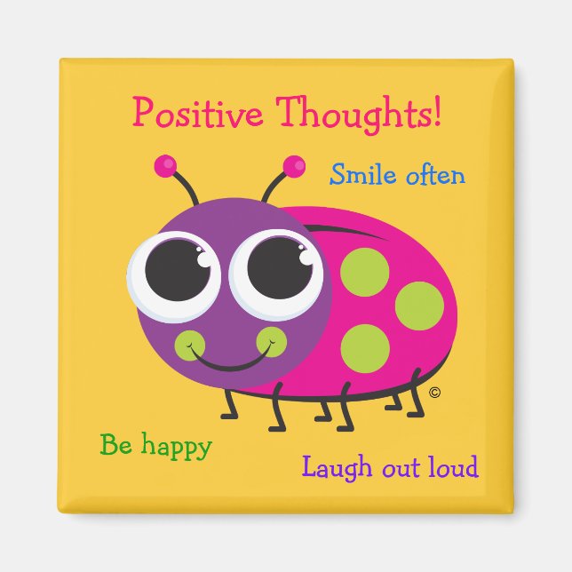 Imã Pensamentos Positivos - Magneta Ladybug Bonita (Frente)