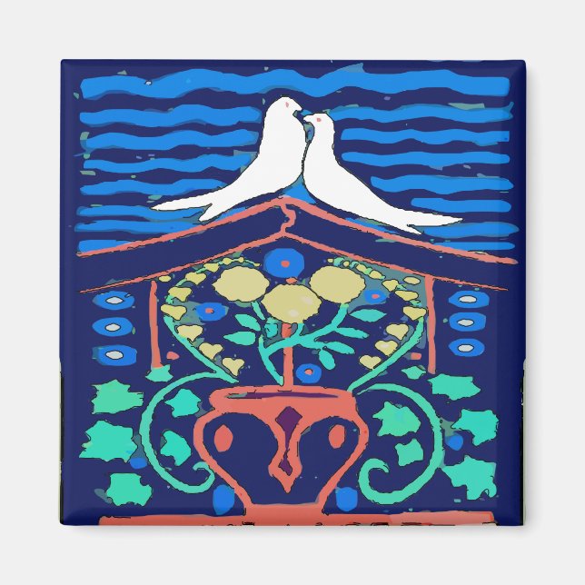 Imã Pensilvânia Dutch, Love Birds Hex Sign (Frente)