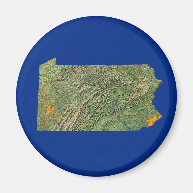Imã Pensilvânia Map Magnet (Frente)