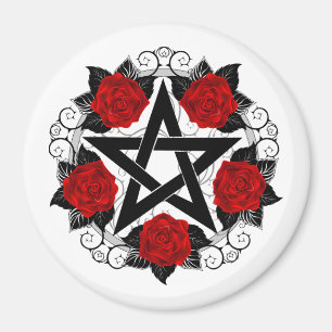 Imã Pentagrama com Rosas vermelhas