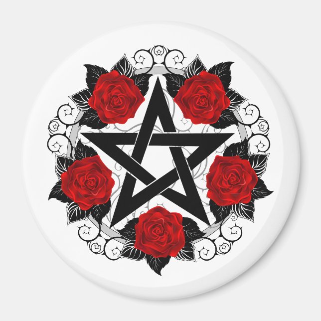 Imã Pentagrama com Rosas vermelhas (Frente)