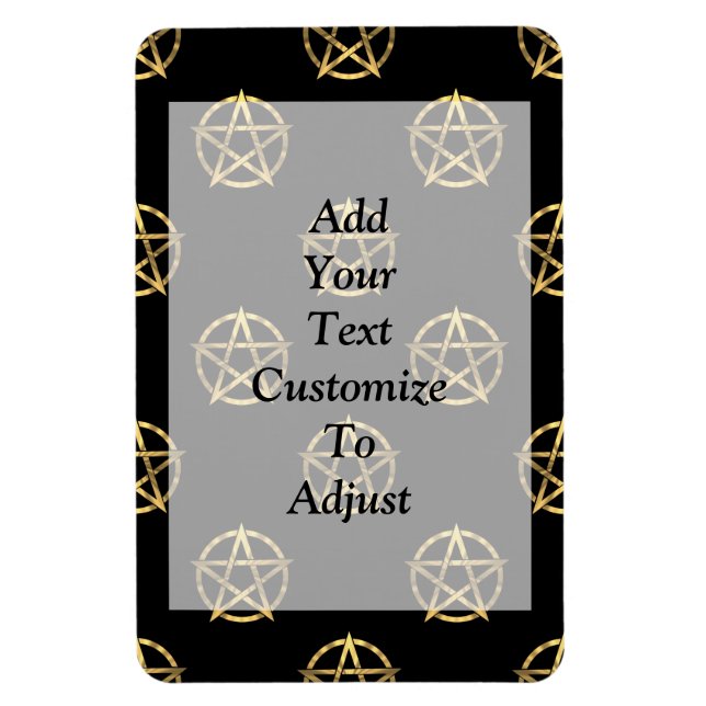 Ímã Pentagrama de ouro e preto (Vertical)