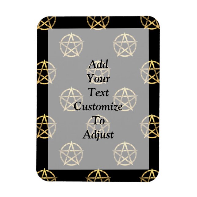 Ímã Pentagrama de ouro e preto (Vertical)
