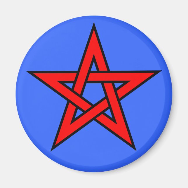 Imã Pentagrama vermelho em azul (Frente)