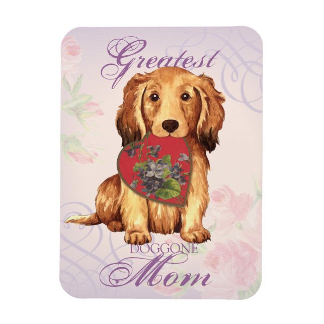Ímã Penteado Dachshund Heart Mãe (Vertical)