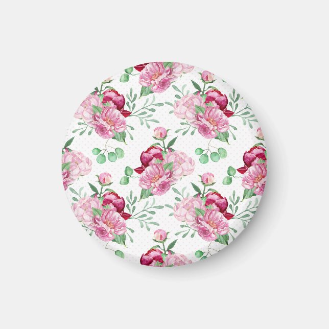 Imã peônias cor-de-água rosa (Frente)