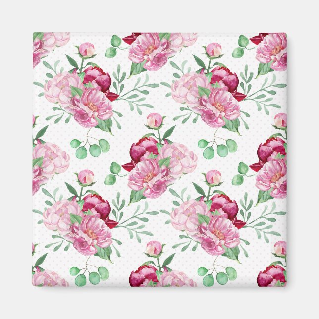 Imã peônias cor-de-água rosa (Frente)