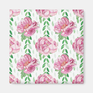 Imã Peônias de aquarela rosa