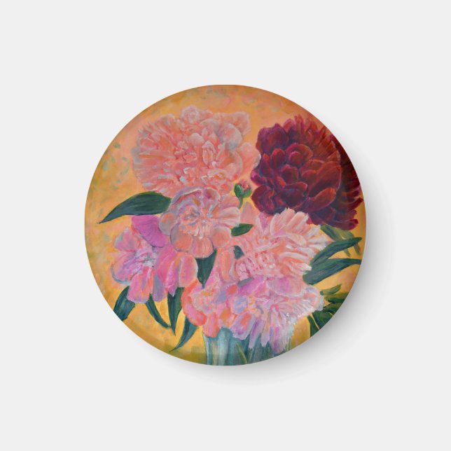 Imã Peony buquê - Pintura de Peonies (Frente)