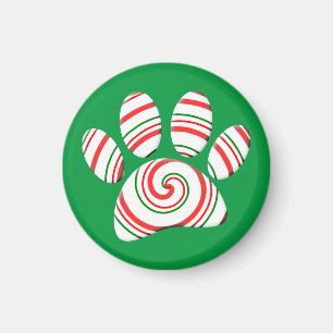 Imã Peppermint Swirl Dog Paw In Red Green White