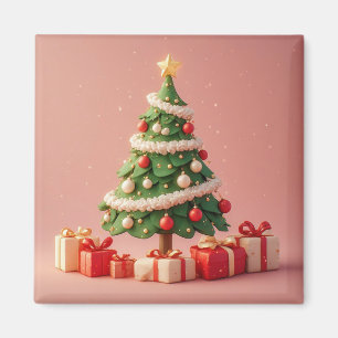 Imã Pequena Árvore de Natal Decorada Com Presentes