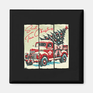 Imã Pequena Cidade Natal Red Truck Árvore de Natal Vin