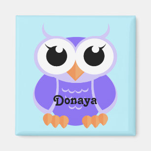 Imã "Pequena Coruja Roxa" - personalizada