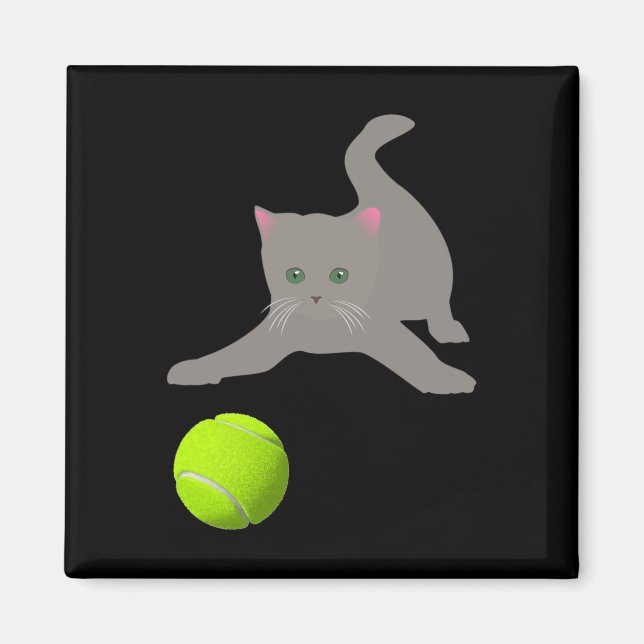 Imã Pequena Gatinha Brincando Com Um Gato De Tênis (Frente)