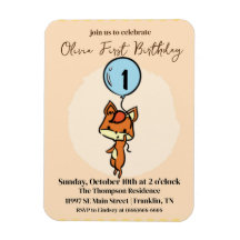 Pequena Raposa com primeiro aniversario de balões