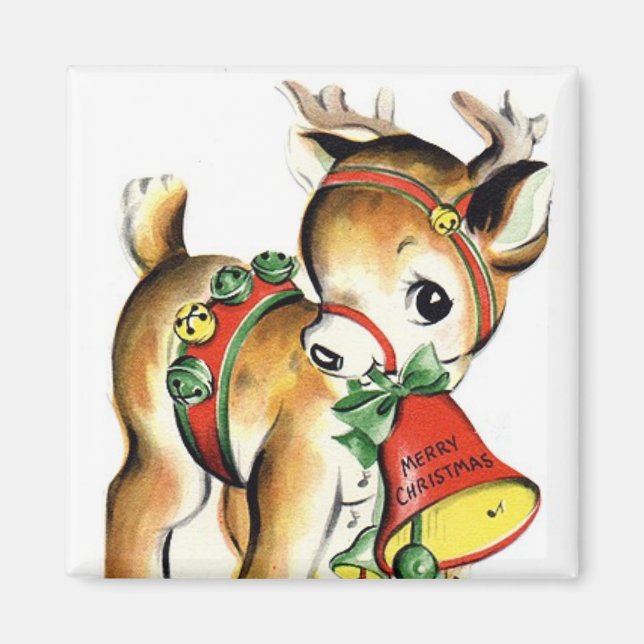 Imã Pequena Reindeer Vintage Magnet (Frente)