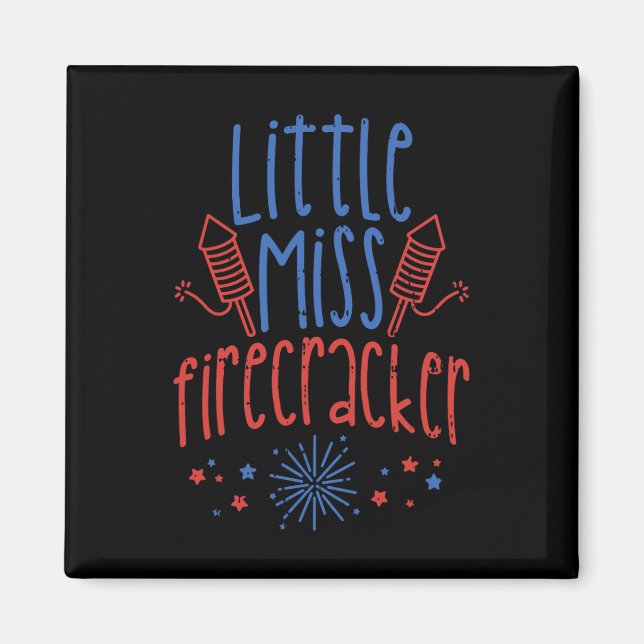 Imã Pequena Senhorita Firecracker Funny 4 De Julho Pat (Frente)