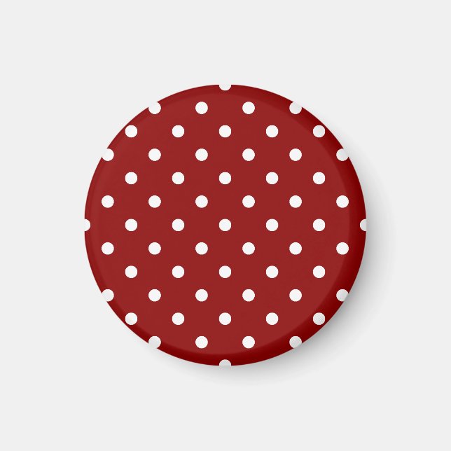 Imã Pequenas Bolinhas - Branco em vermelho escuro (Frente)