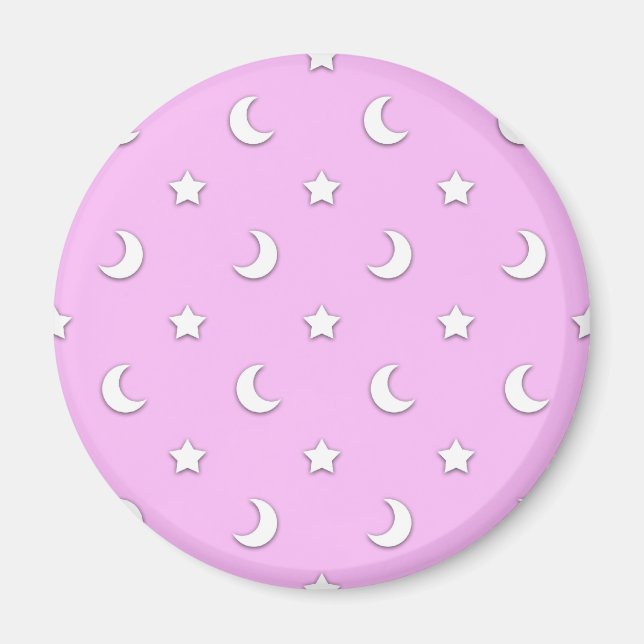 Imã Pequenas estrelas brancas e luas a rosa (Frente)