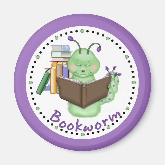 Imã Pequeno Bookworm Verde (Frente)
