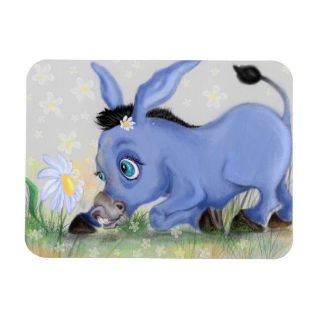 Ímã Pequeno burro e margarida - Adicione sua imagem /  (Horizontal)