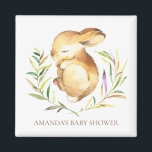 Imã Pequeno Chá de fraldas Coelhinho Favor Magnet<br><div class="desc">Um pequeno ímã bonito para um chá de fraldas de floresta neutro. Altere o plano de fundo clicando em personalizar e usar o nosso selecionador de cores!. Itens correspondentes disponíveis em nosso compro.</div>