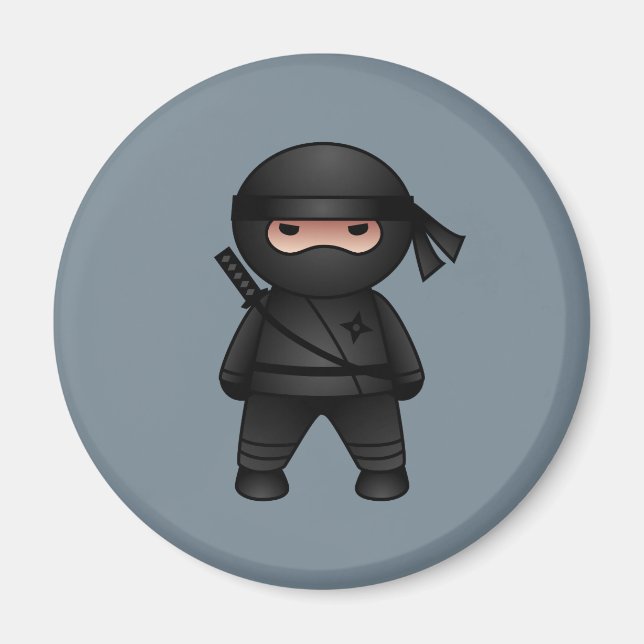 Imã Pequeno guerreiro Ninja na Cinza (Frente)