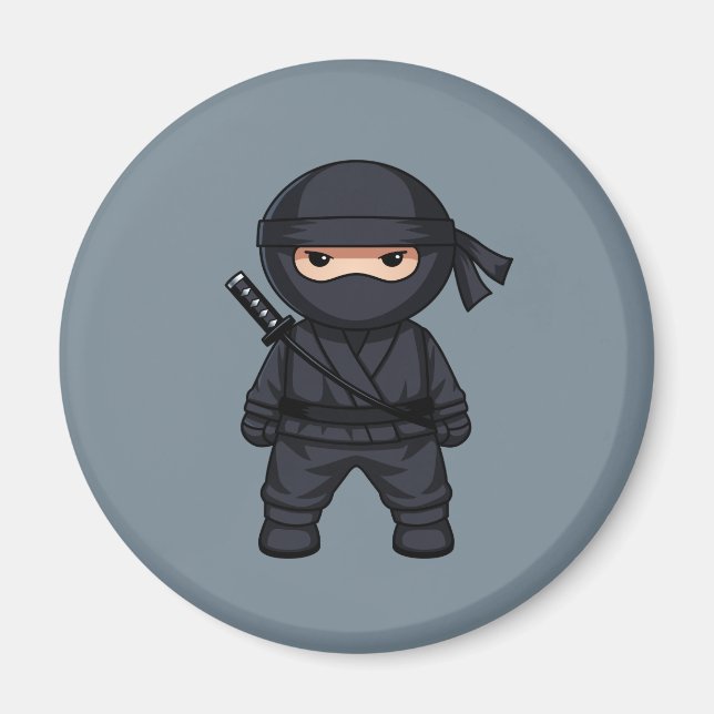 Imã Pequeno Ninja Guerreiro em Cinza (Frente)
