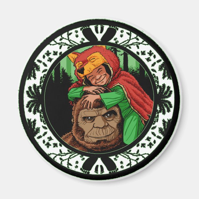 Imã Pequeno Pai de Sasquatch Pé Grande do Nizz Vermelh (Frente)