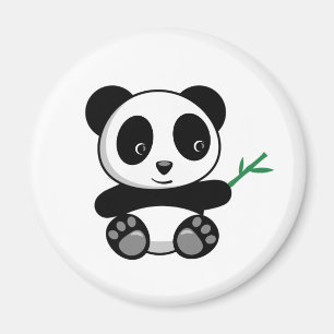 Imã Pequeno Panda Bonito com Bambu Stick