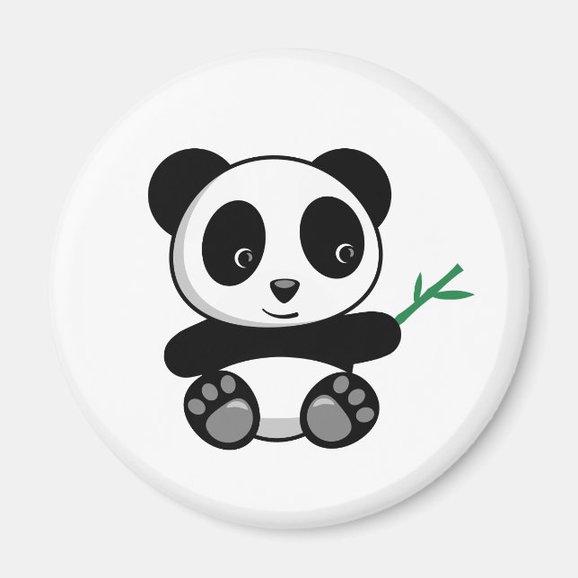 Imã Pequeno Panda Bonito com Bambu Stick (Frente)