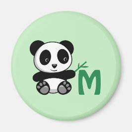 Imã Pequeno Panda Bonito com Monograma Bamboo Stick