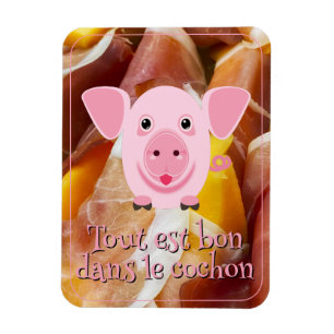 Ímã Pequeno porco rosa feliz e fofo