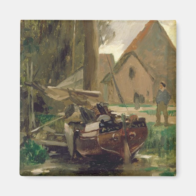 Imã Pequeno porto com um barco (Frente)