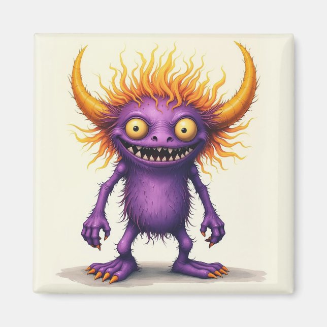 Imã Pequeno Roxo e Monstro Amarelo (Frente)