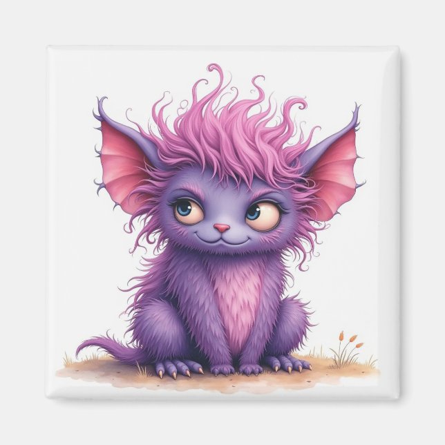 Imã Pequeno Roxo e Monstro Rosa (Frente)