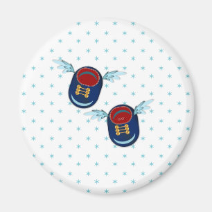 Imã Pequenos calçados de asas voadoras em azul e verme