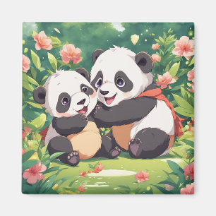 Imã Pequenos Pandas Brincadinhos - Estilo Animado