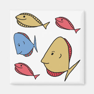 Imã Pequenos peixes vermelhos azuis