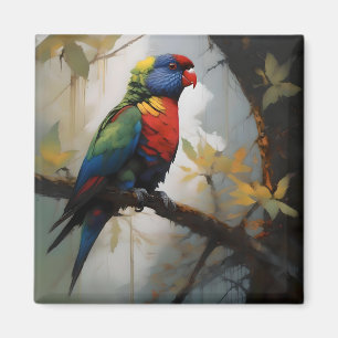 Imã Perch Colorido: Um Lorikeet Arco-Íris na Árvore